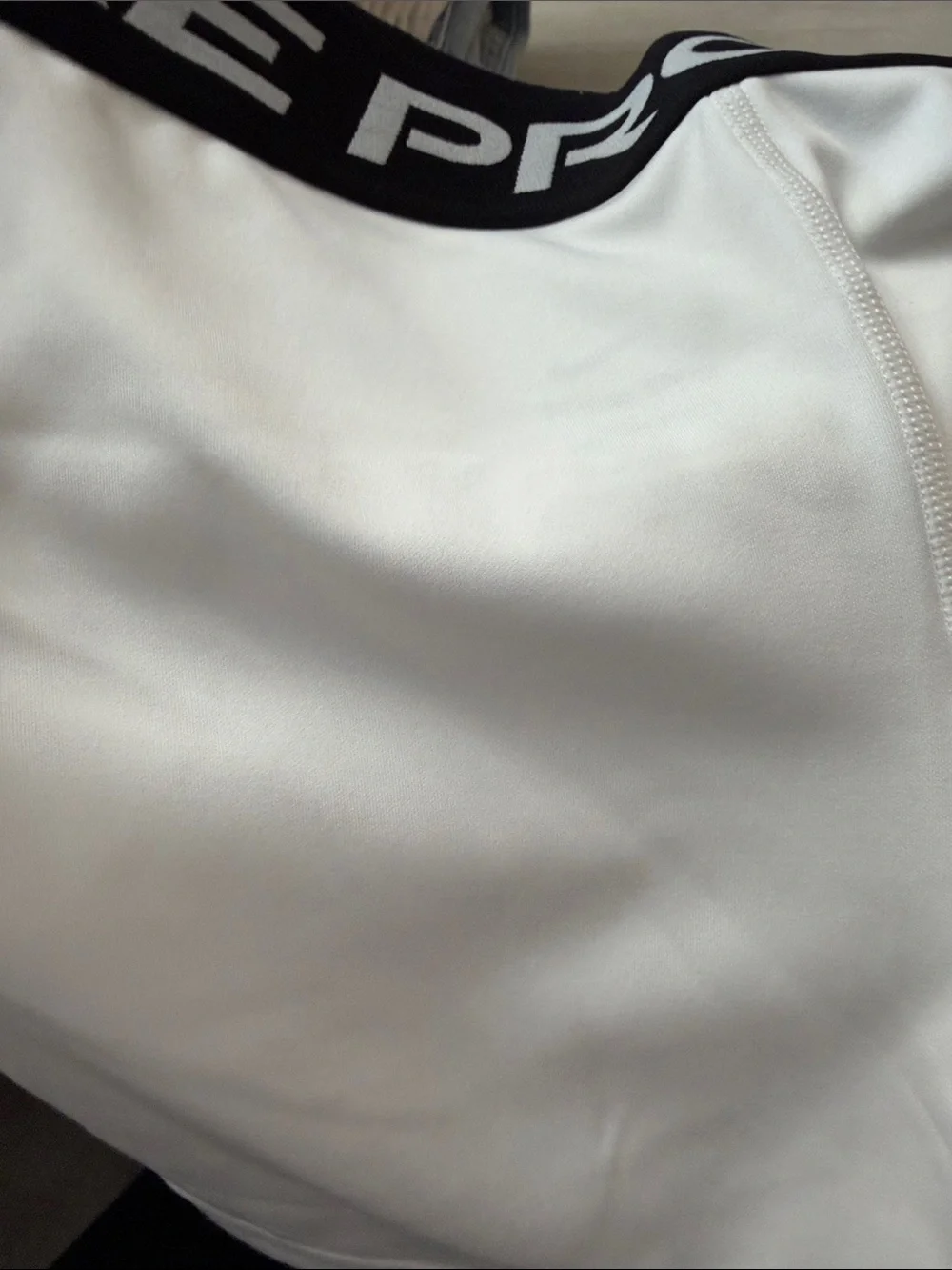 Nike White Pro High-Waist  Shorts with Black Branded Waistband